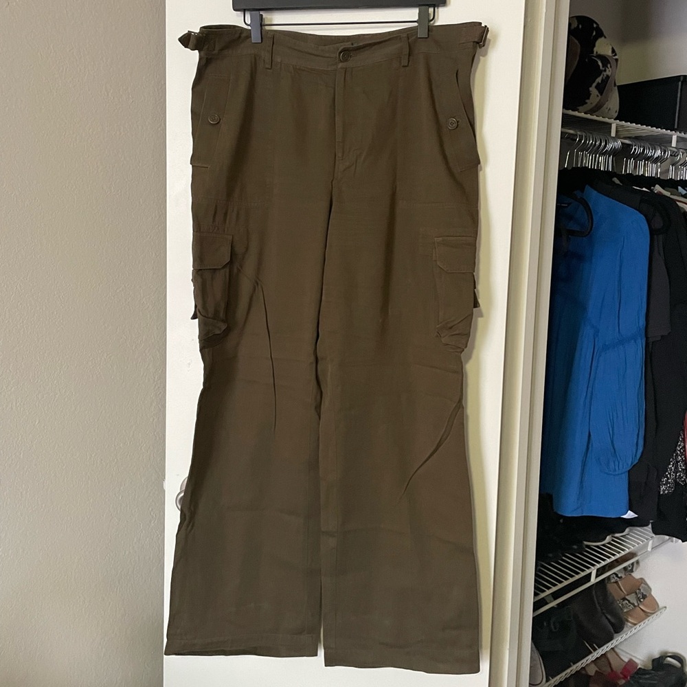 Lauren by Ralph Lauren Olive green high waisted cargo pants